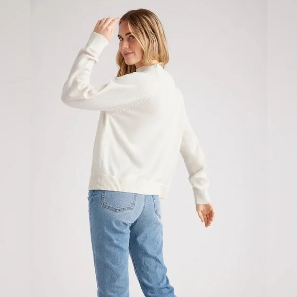 Quince 100% Organic Cotton Mock Neck
Sweater Size Small White Summer Nights - Picture 6 of 7